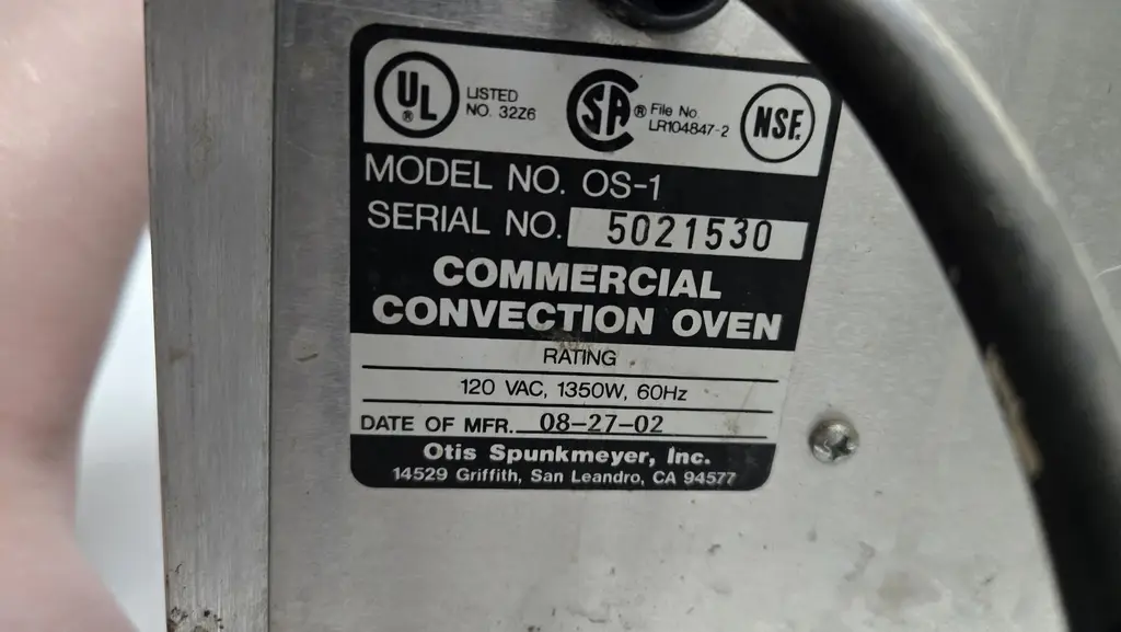 OTIS SPUNKMEYER COOKIE OVEN