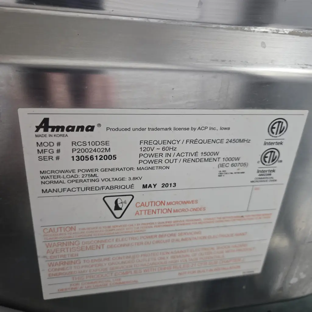 AMANA COMMERCIAL MICROWAVE