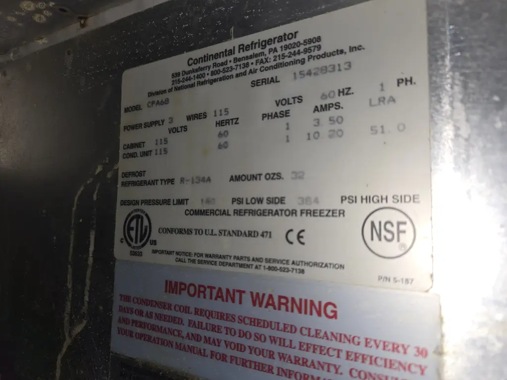 CONTINENTAL 68IN PREP TABLE