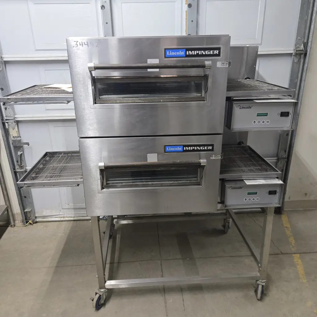 LINCOLN IMPINGER DOUBLE STACK CONVEYOR OVEN ON CASTERS WITH 18 INCH WIDE BELTS - NSF APPROVED
