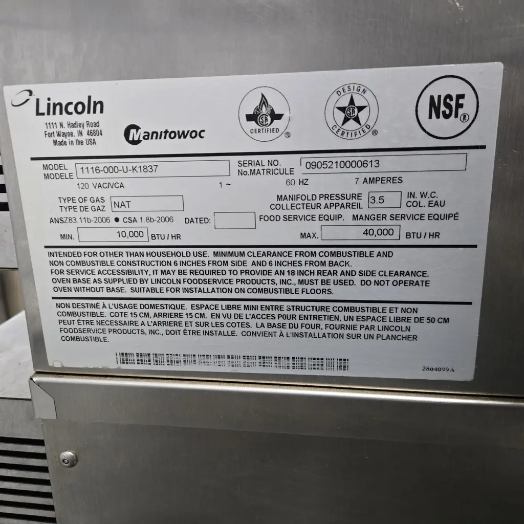 LINCOLN DOUBLE STACK CONV OVEN
