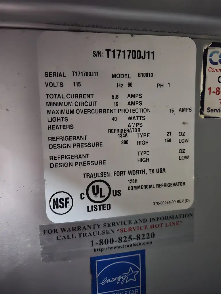 TRAULSEN 1 DOOR COOLER