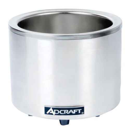 ADCRAFT 11 QUART ROUND COOKER / WARMER WITH STAINLESS STEEL LINING AND 7 QUART ADAPTOR RING