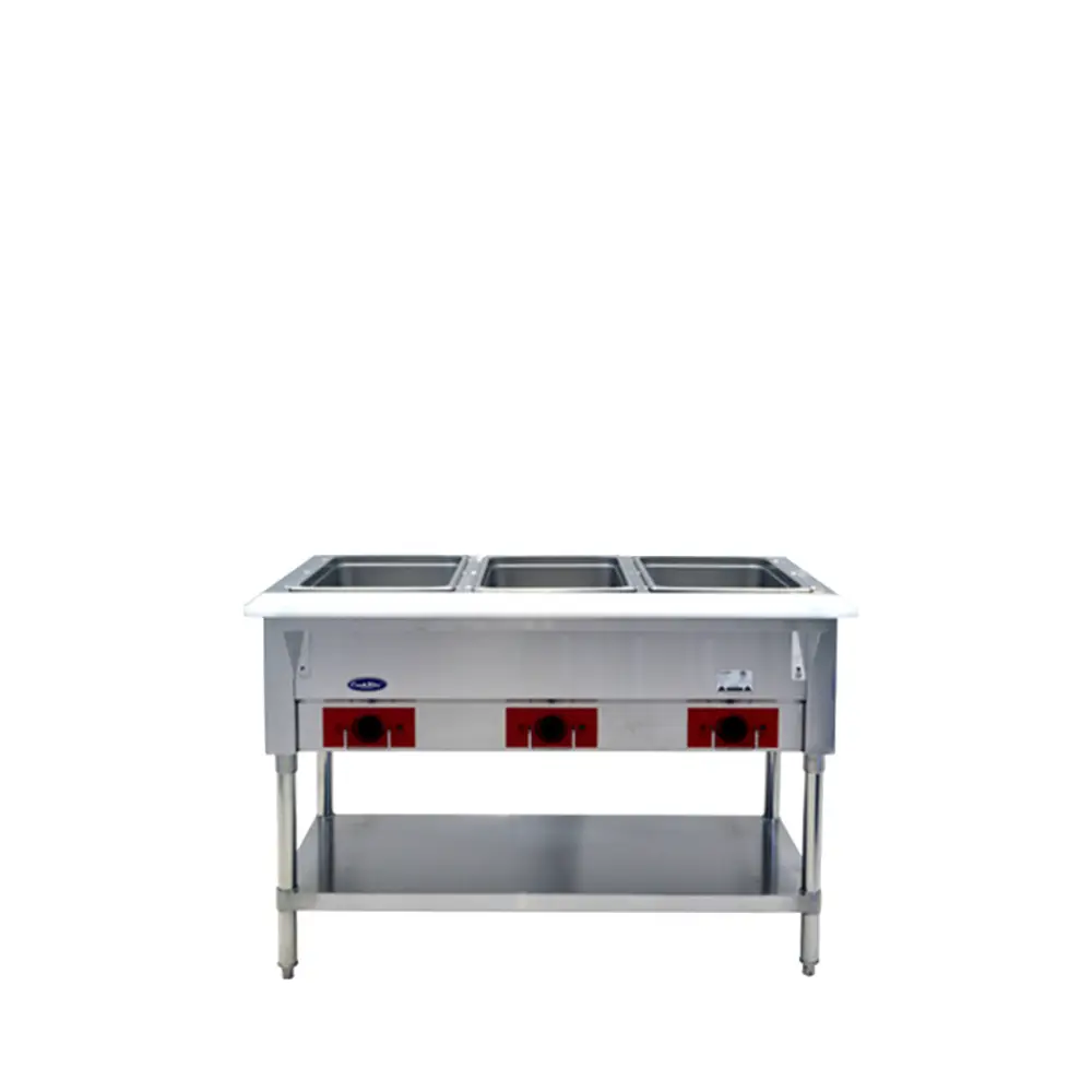 ATOSA 3 HOLE ELECTRIC STEAM TABLE WITH UNDER SHELF - ETL APPROVED