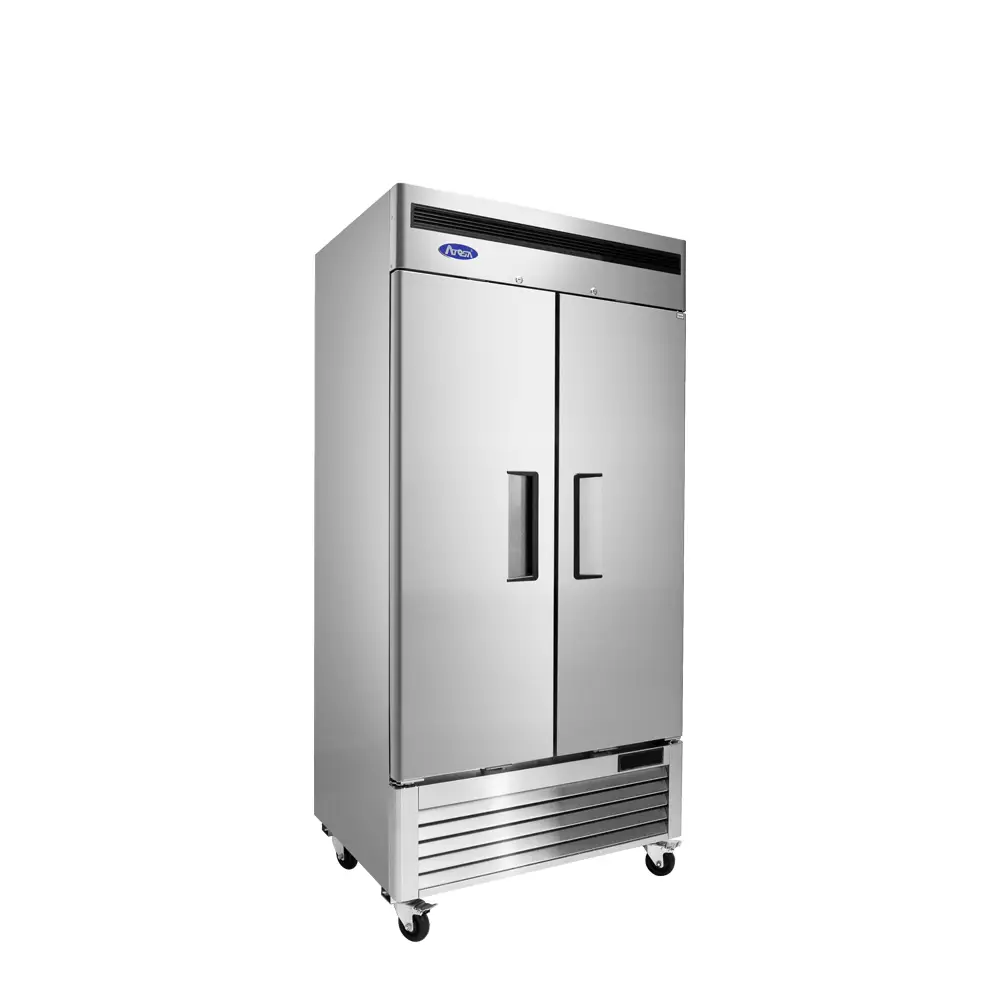 ATOSA SLIM 2 DOOR FREEZER ON CASTERS WITH 28.5 CUBIC FOOT CAPACITY AND BOTTOM MOUNT COMPRESSOR - ETL APPROVED