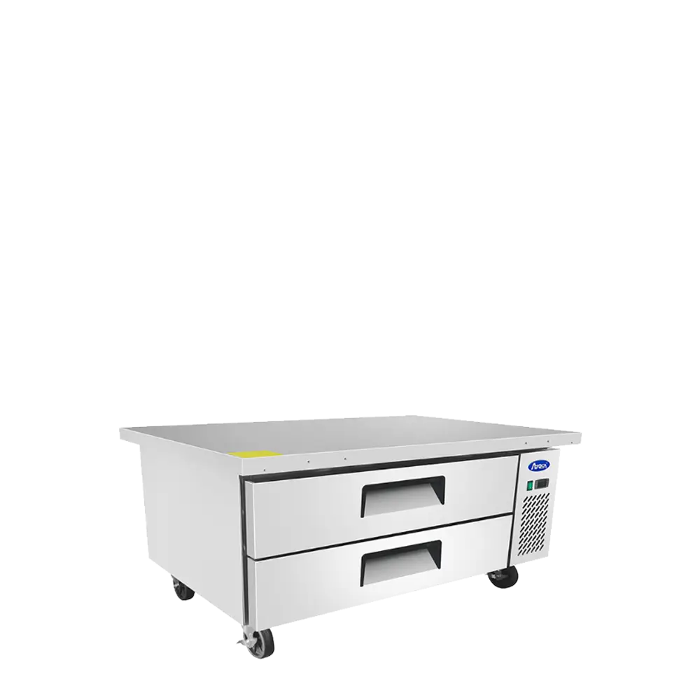 ATOSA 60 INCH REFRIGERATED CHEFS BASE ON CASTERS WITH 8.4 CUBIC FOOT CAPACITY; 2 DRAWERS; AND COMPRESSOR ON RIGHT - ETL APPROVED