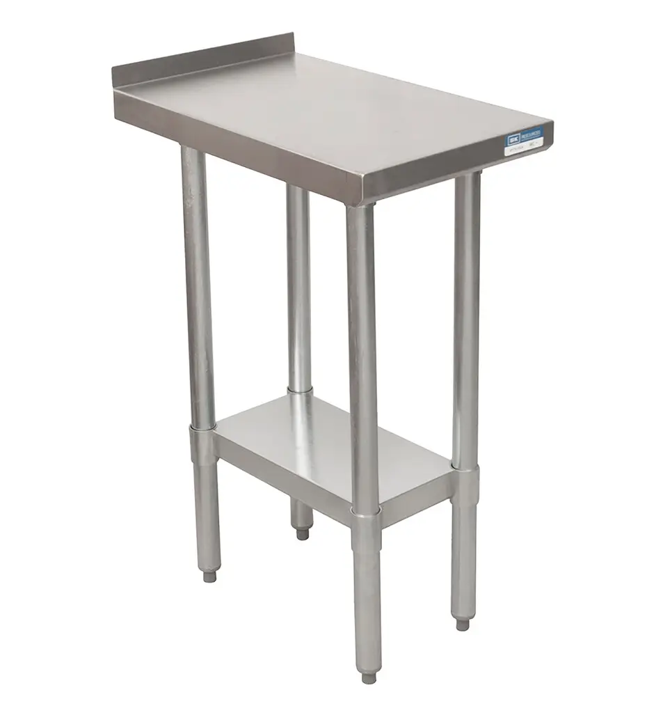 15 x 30 STAINLESS STEEL WORKTABLE WITH GALVANIZED LEGS AND UNDERSHELF