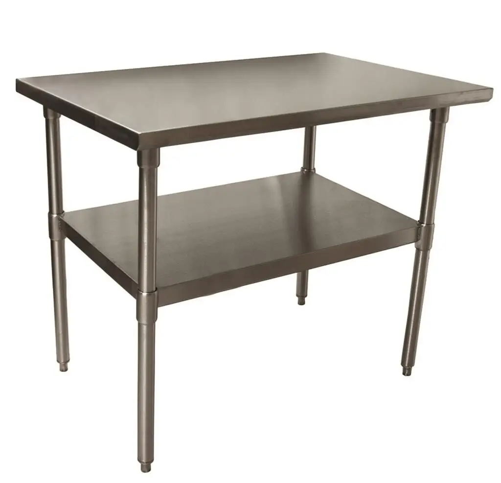 24 X 48 STAINLESS STEEL WORKTABLE WITH GALVANIZED LEGS AND UNDERSHELF