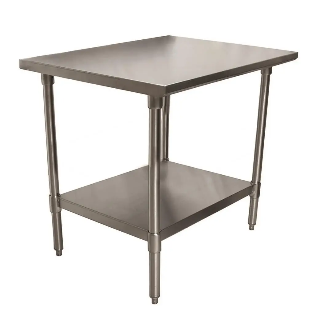 30 x 30 STAINLESS STEEL WORKTABLE WITH GALVANIZED LEGS AND UNDERSHELF
