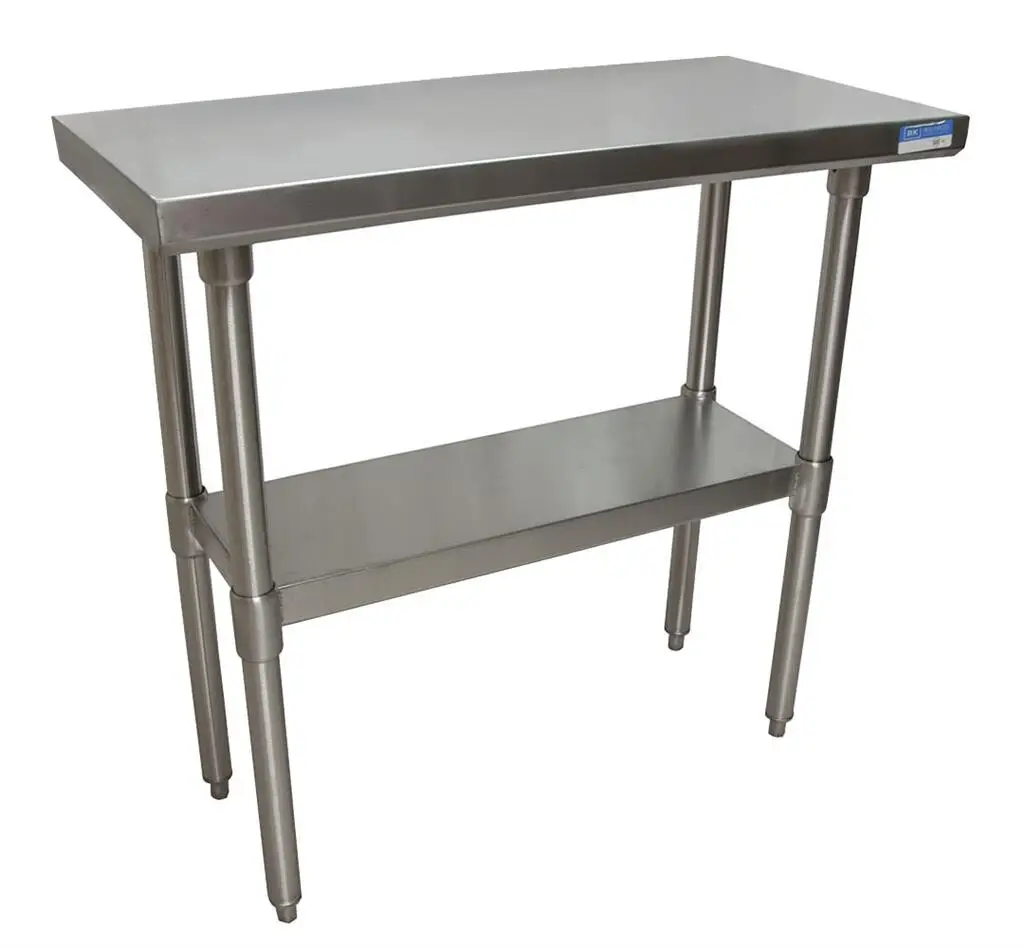 30 x 36 STAINLESS STEEL WORKTABLE WITH GALVANIZED LEGS AND UNDERSHELF WITH 2IN BACKSPLASH