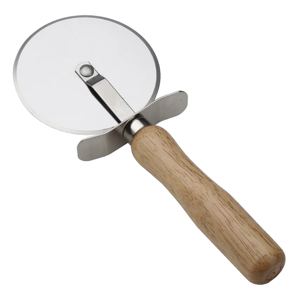 PIZZA CUTTER WITH 4 INCH BLADE AND WOOD HANDLE