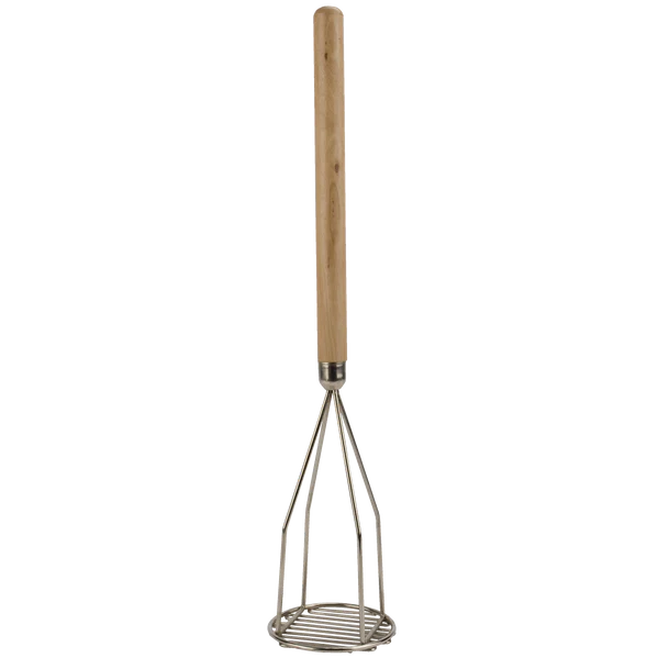 24 INCH POTATO MASHER WITH 5-1/2 INCH ROUND HEAD AND WOOD HANDLE