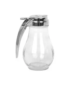 14 OZ GLASS SYRUP DISPENSER WITH CAST ZINC TOP
