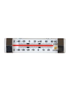 HORIZONTAL LIQUID COOLER/FREEZER THERMOMETER WITH GLASS FACEPLATE AND -40 TO 80 F TEMPERATURE RANGE