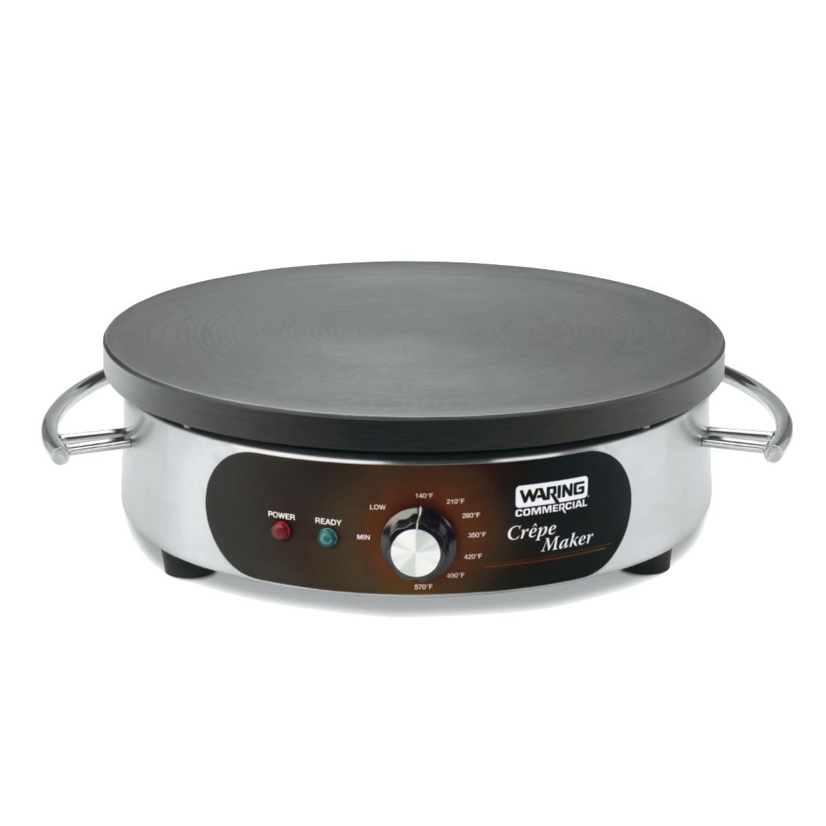 WARING 16 INCH ELECTRIC CREPE MAKER WITH 1 INCH THICK ALUMINUM COOKING PLATE - COMES WITH STAINLESS STEEL BATTER SPREADER AND SPATULA - NSF APPROVED