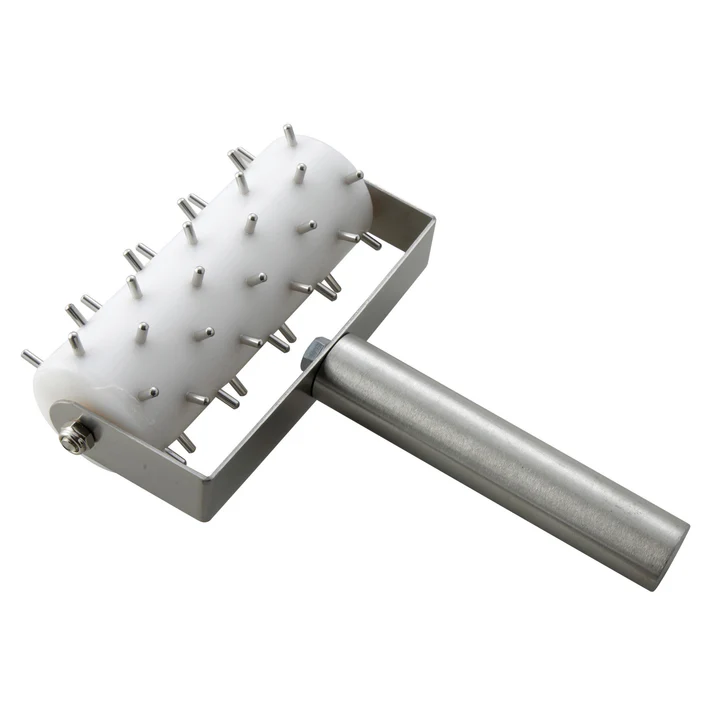 5 INCH DOUGH ROLLER DOCKER WITH 2 INCH DIAMETER BARREL AND STAINLESS STEEL HANDLE