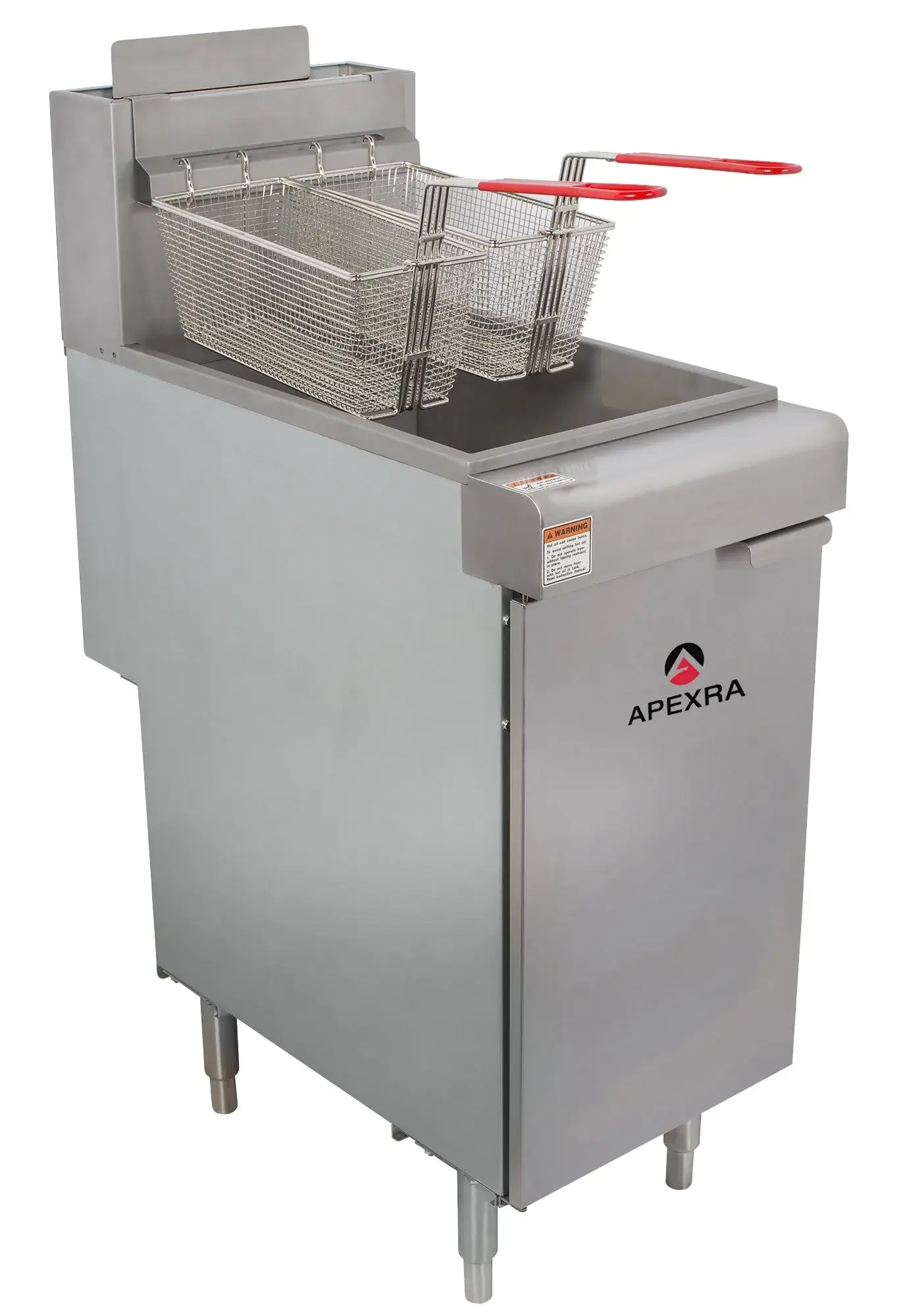 APEXRA 50 LB NATURAL GAS FRYER WITH 4 BURNER TUBES - 120000 BTU