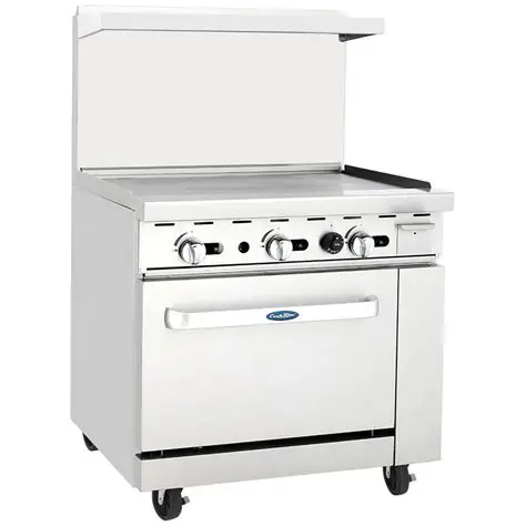 ATOSA 36 INCH GRIDDLE RANGE ON CASTERS WITH OVEN AND OVER SHELF - ETL APPROVED