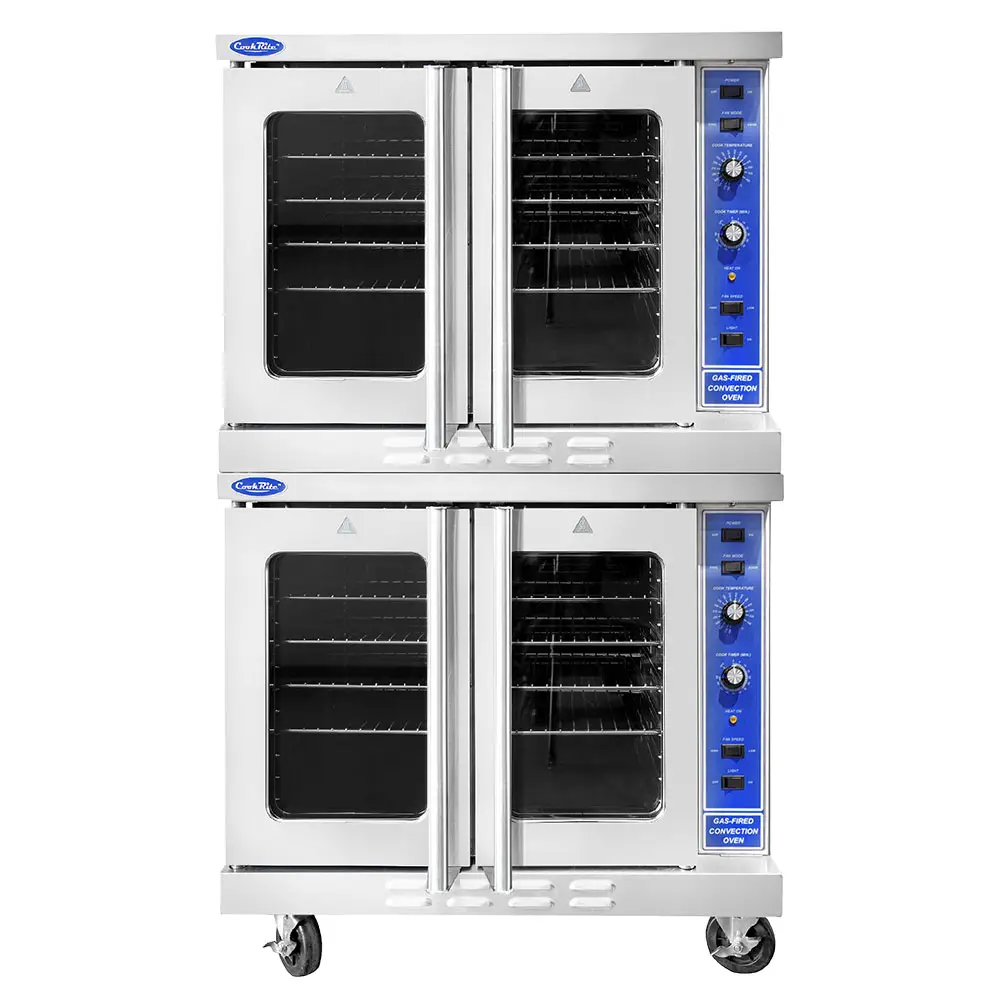 ATOSA DOUBLE STACK NATURAL GAS CONVECTION OVEN ON CASTERS - STANDARD DEPTH - 92000 BTU - ETL APPROVED