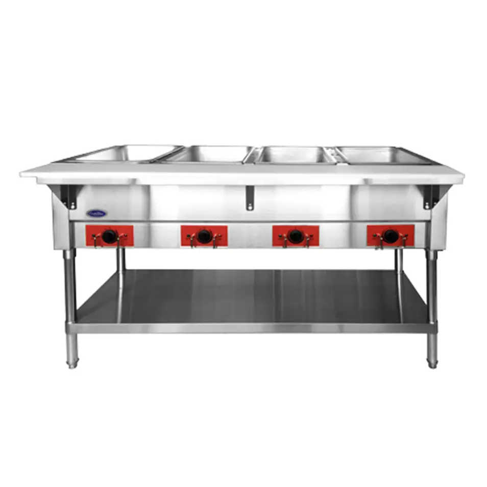 ATOSA 4 HOLE ELECTRIC STEAM TABLE WITH UNDER SHELF - ETL APPROVED