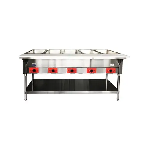 ATOSA 5 HOLE ELECTRIC STEAM TABLE WITH UNDER SHELF - ETL APPROVED