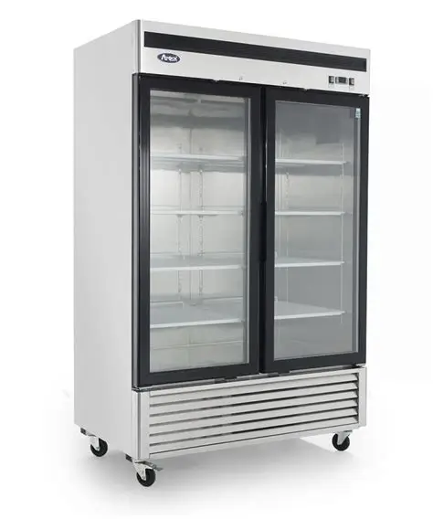 ATOSA 2 GLASS DOOR FREEZER ON CASTERS WITH 44.8 CUBIC FOOT CAPACITY AND BOTTOM MOUNT COMPRESSOR - ETL APPROVED