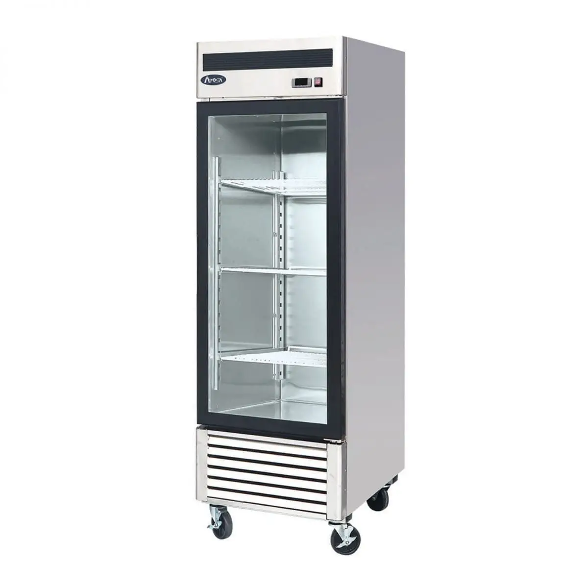 ATOSA 1 GLASS DOOR COOLER MERCHANDISER ON CASTERS WITH 19.1 CUBIC FOOT CAPACITY AND BOTTOM MOUNT COMPRESSOR - ETL APPROVED