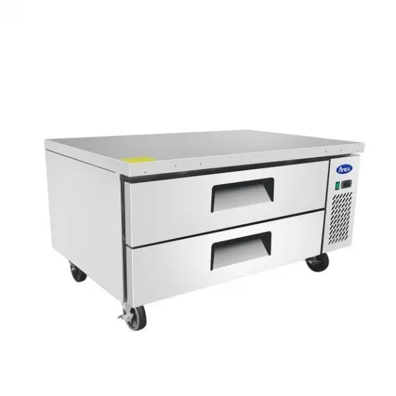 ATOSA 36 INCH REFRIGERATED CHEFS BASE ON CASTERS WITH 4.7 CUBIC FOOT CAPACITY; 2 DRAWERS; AND COMPRESSOR ON RIGHT - ETL APPROVED