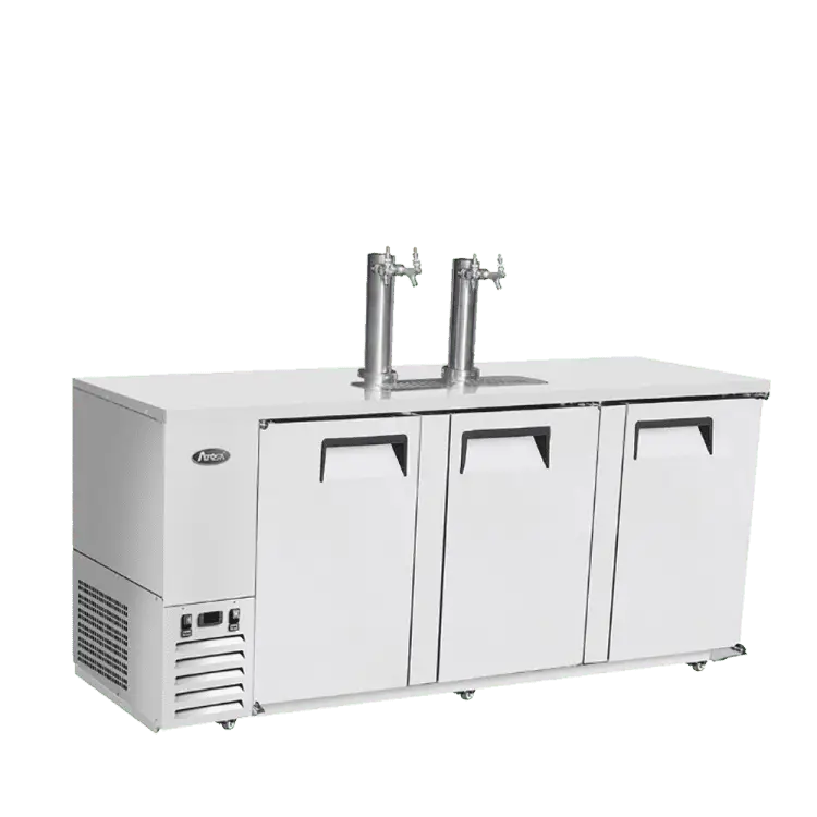 ATOSA 90 INCH DIRECT DRAW KEG COOLER ON CASTERS WITH 2 TOWERS AND 3 DOORS - ETL APPROVED