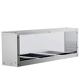 STAINLESS STEEL OVERSHELF WITH BREATH GUARD FOR 3 HOLE STEAM TABLES - ETL APPROVED