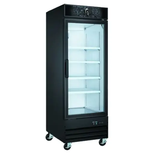 NEW 24 CU FT GLASS DOOR REFRIGERATOR WITH BOTTOM MT COMPRESSOR