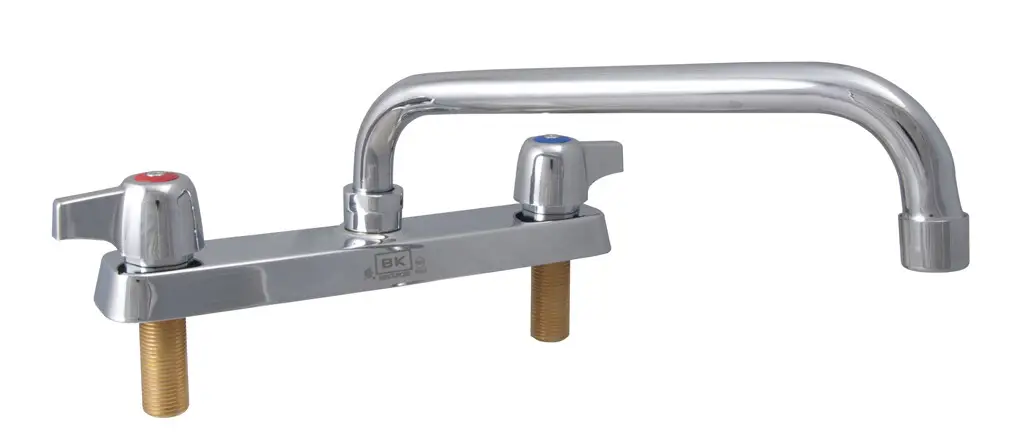 8 INCH ON CENTER DECK MOUNT FAUCET WITH 12 INCH SWING SPOUT - LEAD FREE - STANDARD DUTY - NSF APPROVED