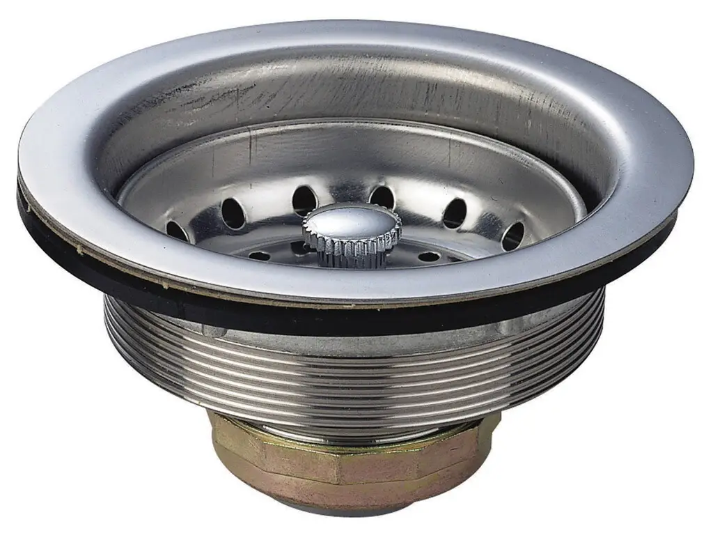 3-1/2 INCH STAINLESS STEEL BASKET DRAIN WITH CRUMB CUP - 1-1/2 INCH NPS - NSF APPROVED