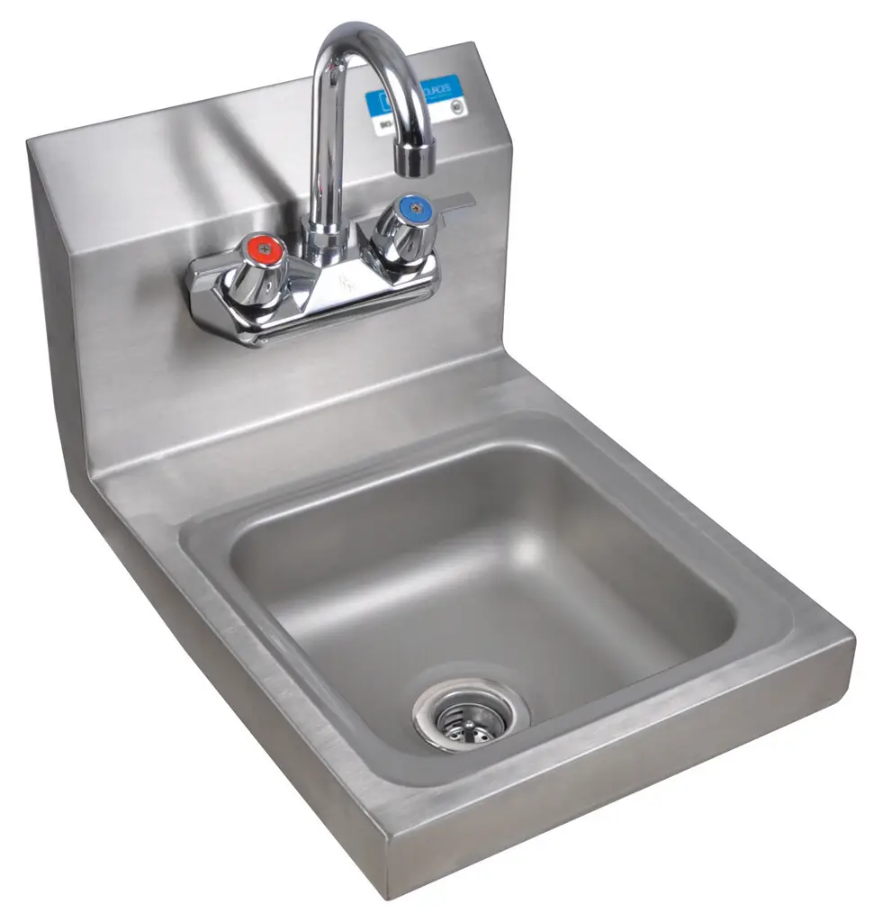 STAINLESS STEEL 12 INCH SLIM LINE HAND SINK WITH 9 X 9 X 5 IN BASIN AND 8 IN BACK SPLASH