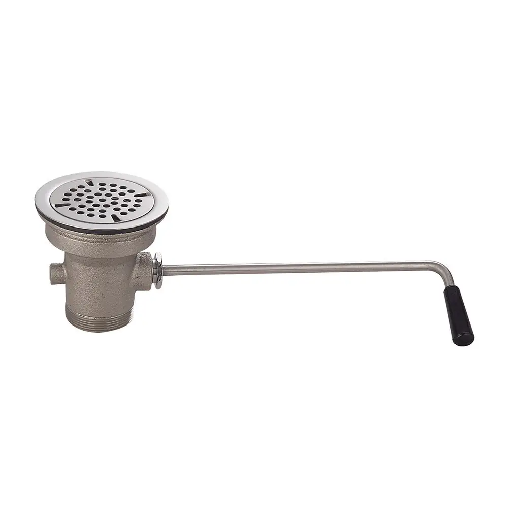 BRASS TWIST LEVER MECHANICAL DRAIN WITH DUAL THREADING AND STAINLESS STEEL STRAINER - FITS  3.5 INCH OPENINGS