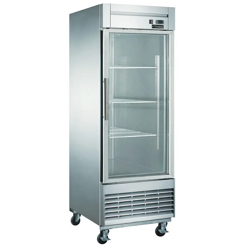 DUKERS 1 GLASS DOOR FREEZER MERCHANDISER ON CASTERS WITH 17.79 CUBIC FOOT CAPACITY AND BOTTOM MOUNT COMPRESSOR - ETL APPROVED