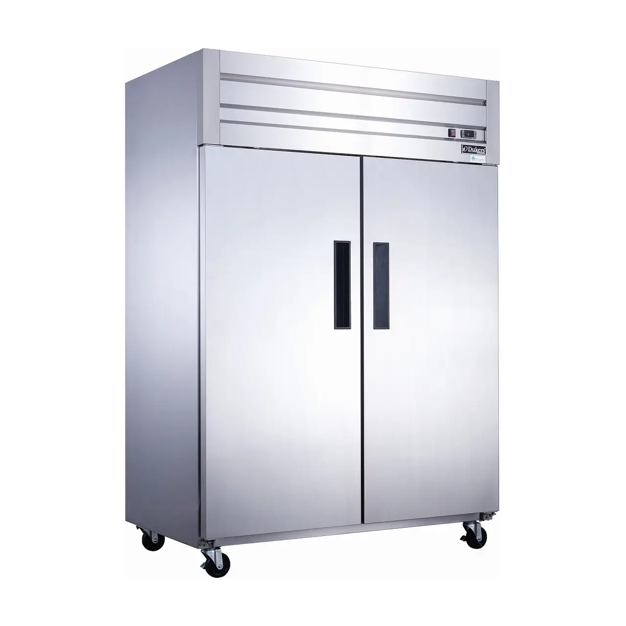 DUKERS 2 DOOR FREEZER ON CASTERS WITH 41.73 CUBIC FOOT CAPACITY AND TOP MOUNT COMPRESSOR - ETL APPROVED