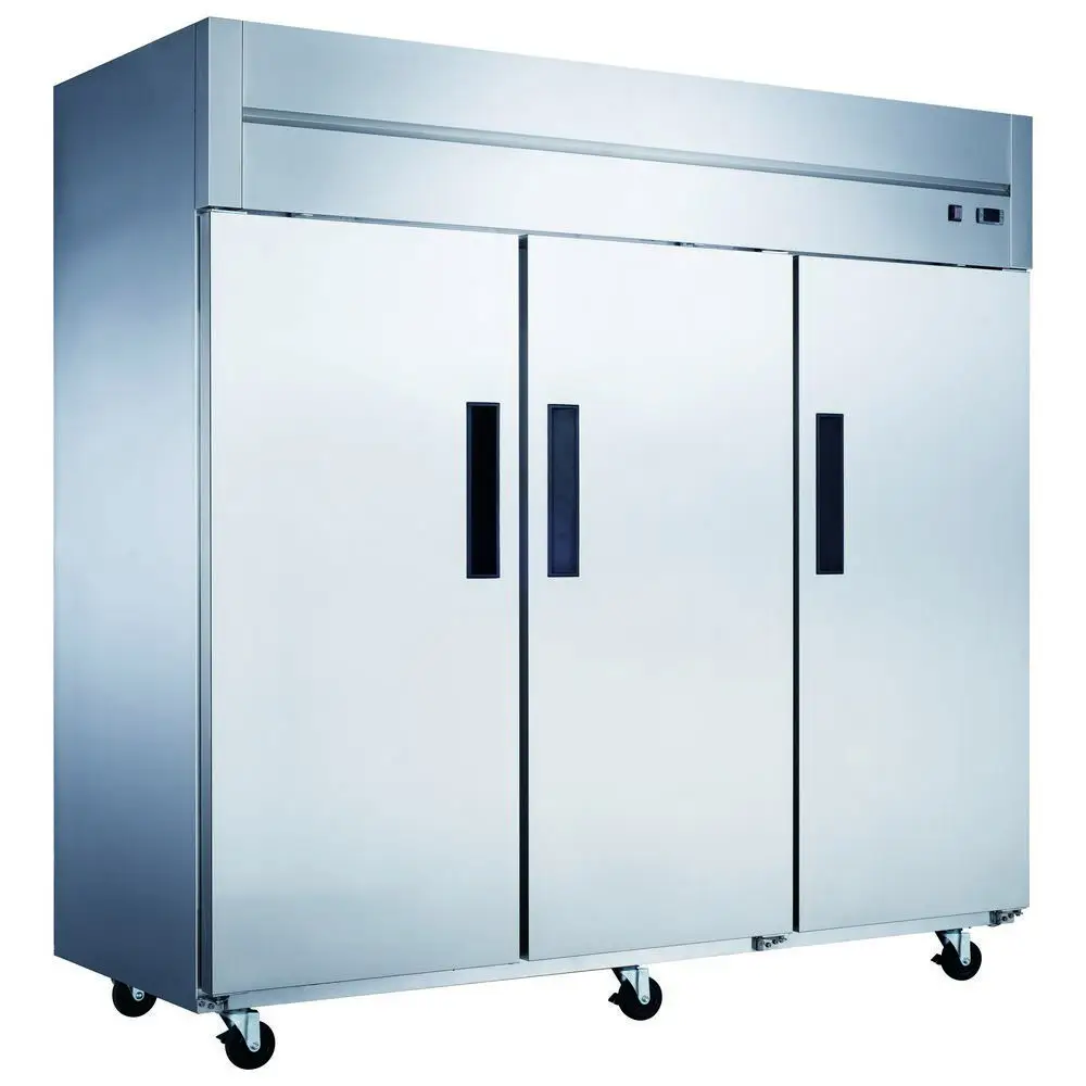 DUKERS 3 DOOR FREEZER ON CASTERS WITH 64.8 CUBIC FOOT CAPACITY AND TOP MOUNT COMPRESSOR - ETL APPROVED