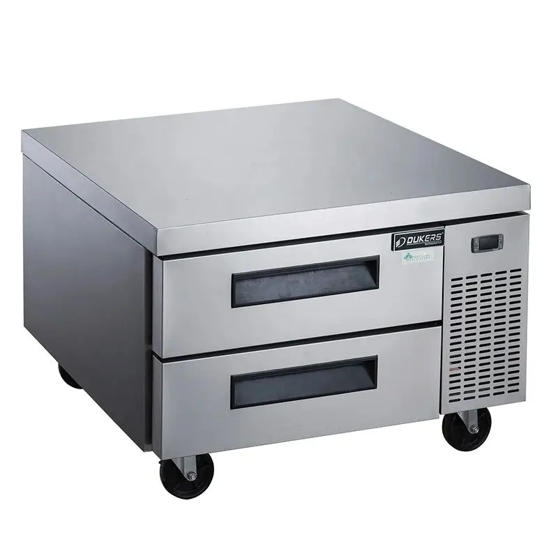 DUKERS 36 INCH CHEFS BASE ON CASTERS WITH 2 DRAWERS AND STAINLESS STEEL BODY - ETL APPROVED