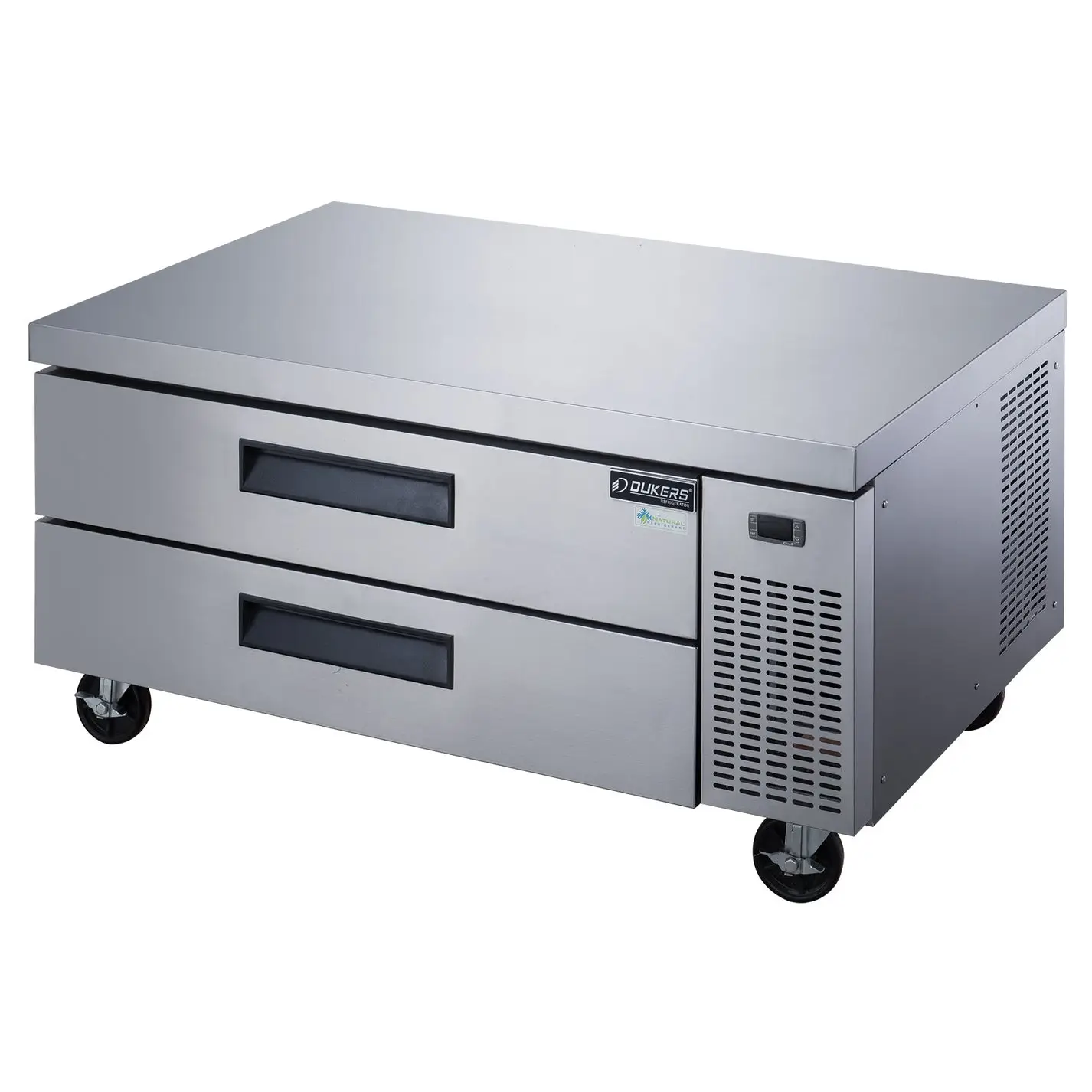 DUKERS 52 INCH CHEFS BASE ON CASTERS WITH 2 DRAWERS AND STAINLESS STEEL BODY - ETL APPROVED
