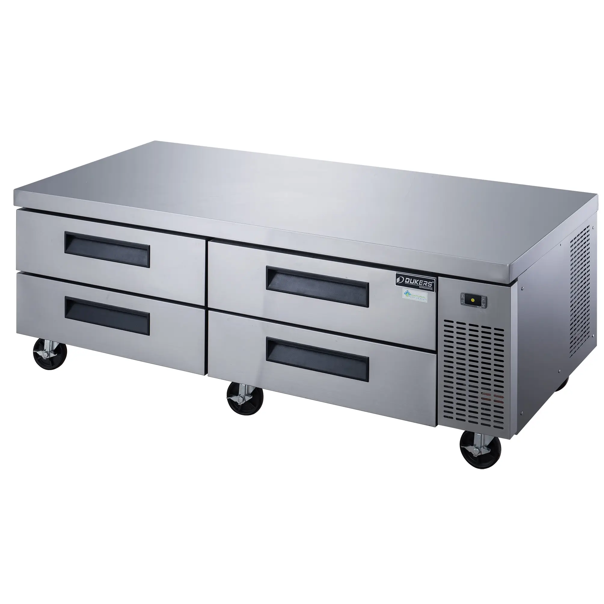 DUKERS 72 INCH CHEFS BASE ON CASTERS WITH 4 DRAWERS AND STAINLESS STEEL BODY - ETL APPROVED