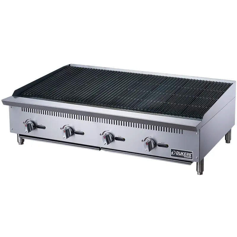 DUKERS 48 INCH COUNTERTOP RADIANT BROILER WITH 4 BURNERS AND MANUAL CONTROLS - 140000 BTU - ETL APPROVED