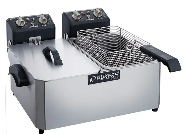 DUKERS 30 LB DUAL WELL COUNTERTOP FRYER - ELECTRIC - TWO CORDS - ETL APPROVED