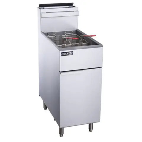 DUKERS 40 LB PROPANE FRYER ON CASTERS WITH 3 TUBE BURNERS  - 90000 BTU - ETL APPROVED