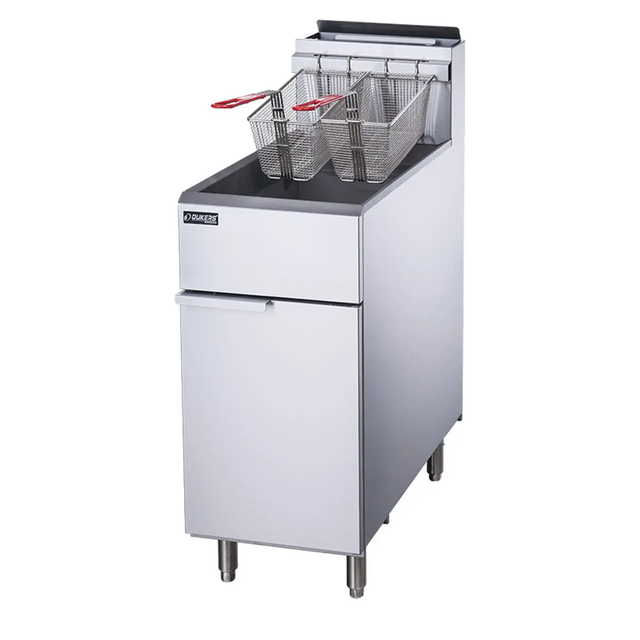 DUKERS 50 LB PROPANE FRYER ON CASTERS WITH 4 TUBE BURNERS  - 120000 BTU - ETL APPROVED
