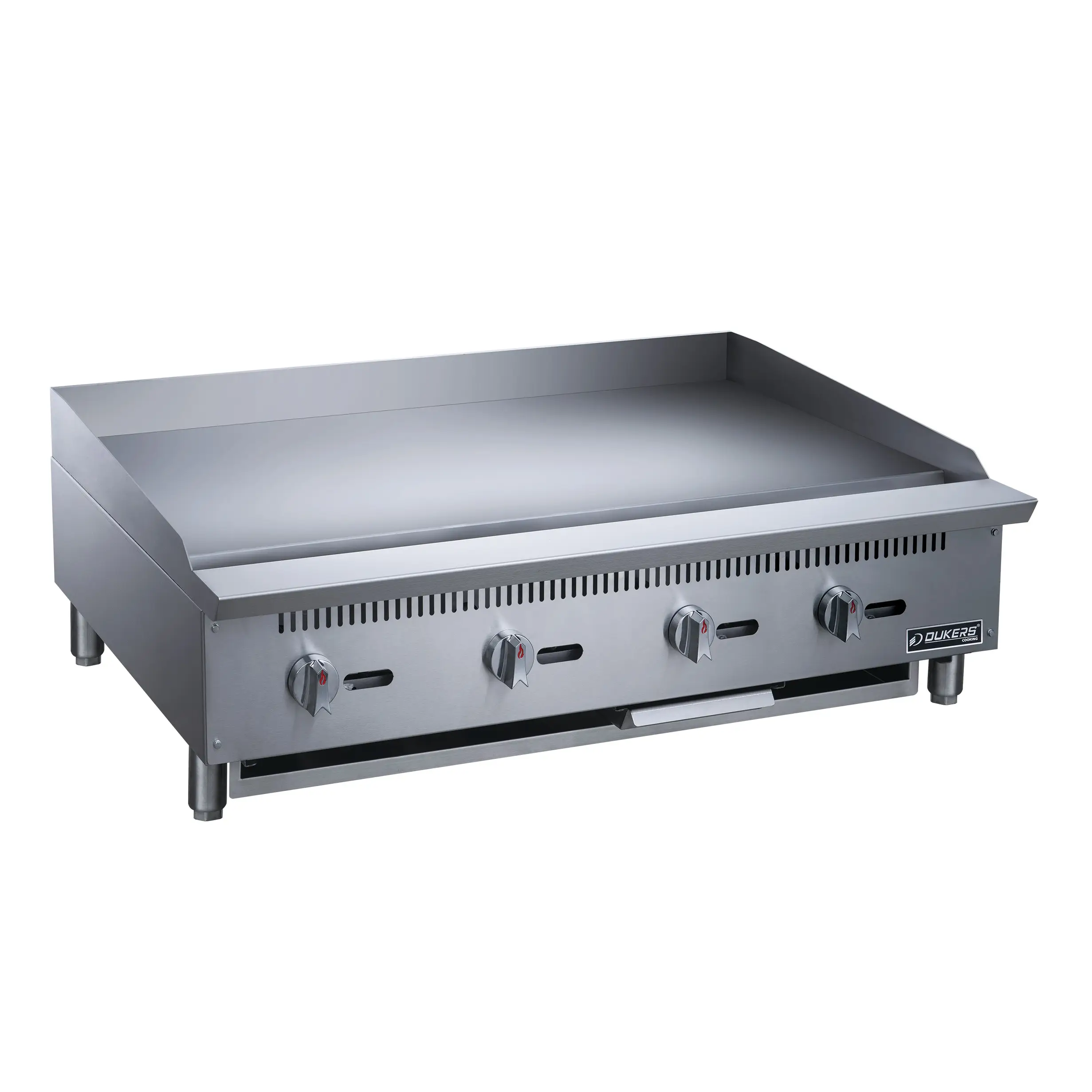 DUKERS 48 INCH COUNTERTOP GRIDDLE WITH 3/4 INCH PLATE; 4 BURNERS; AND MANUAL CONTROLS - 120000 BTU - ETL APPROVED