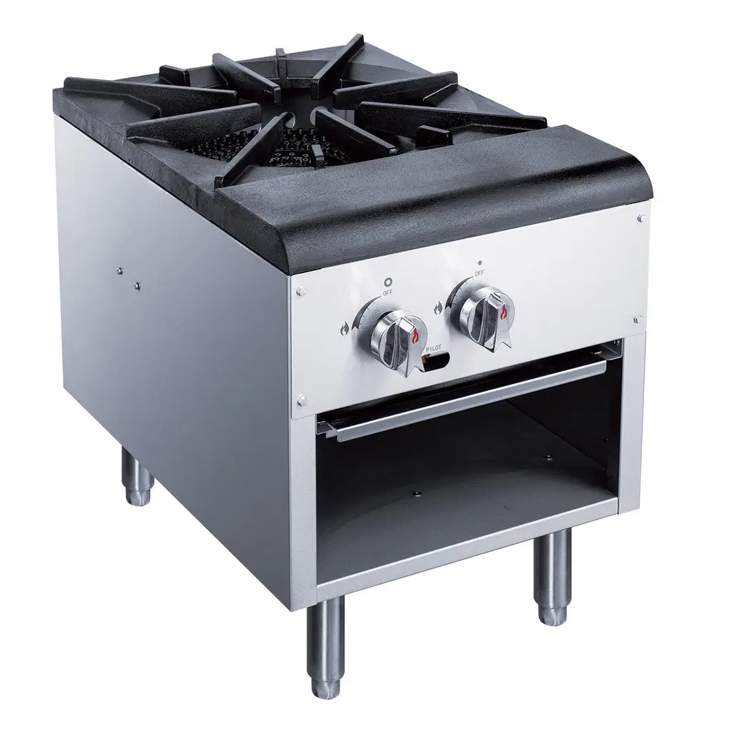 DUKERS SINGLE STOCK POT RANGE WITH THREE RING BURNER AND 2 MANUAL CONTROLS - ETL APPROVED