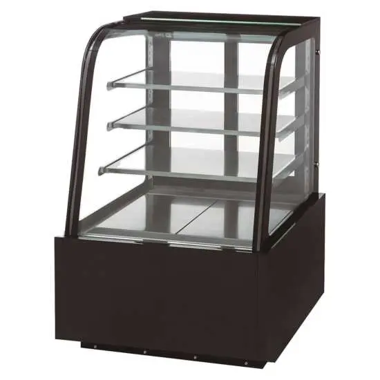 DUKERS 36 INCH REFRIGERATED BAKERY DISPLAY CASE WITH ADJUSTABLE SHELVES AND CURVED GLASS FRONT - ETL APPROVED