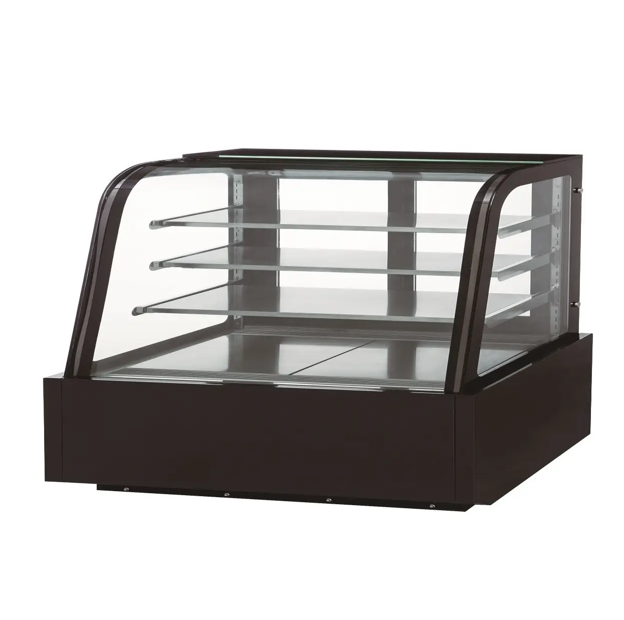 DUKERS 72 INCH REFRIGERATED BAKERY DISPLAY CASE WITH ADJUSTABLE SHELVES AND CURVED GLASS FRONT - ETL APPROVED