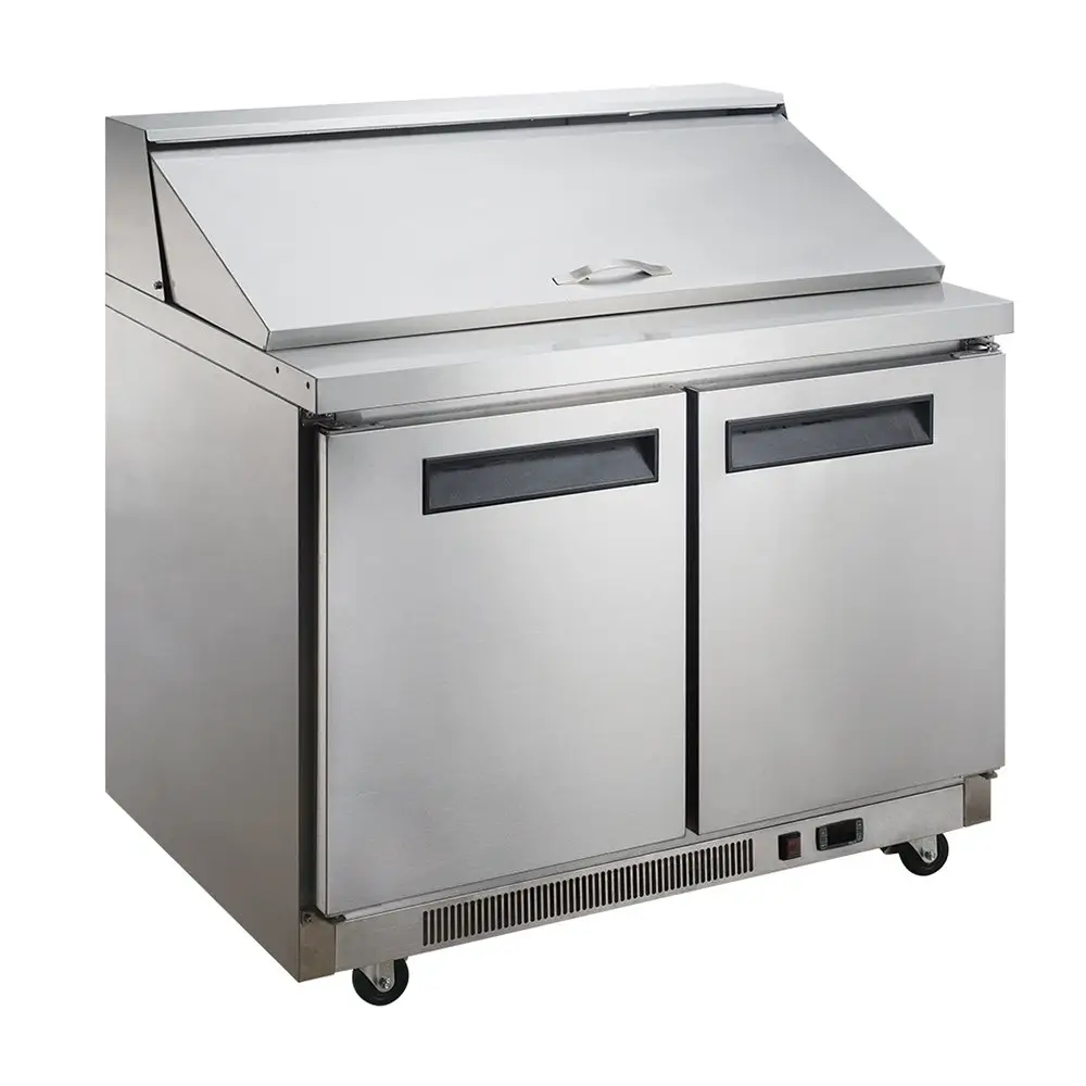DUKERS 48 INCH MEGA TOP REFRIGERATED SANDWICH PREP TABLE ON CASTERS WITH 11.4 CUBIC FOOT CAPACITY - FITS 18 SIXTH SIZE PANS - ETL APPROVED